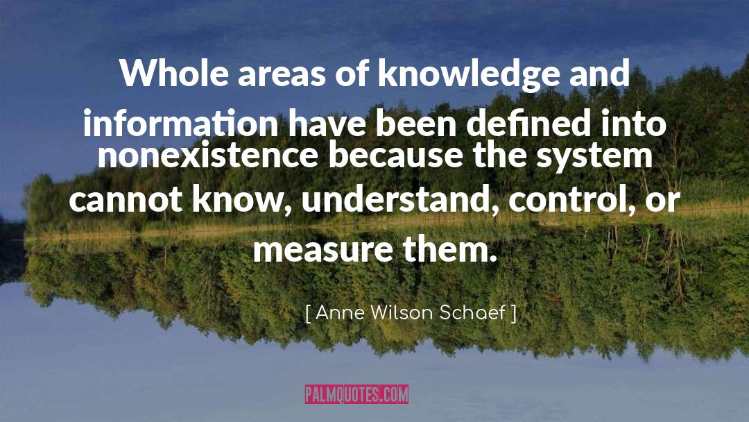 Anne Wilson Schaef Quotes: Whole areas of knowledge and