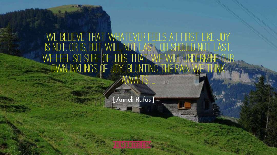 Anneli Rufus Quotes: We believe that whatever feels