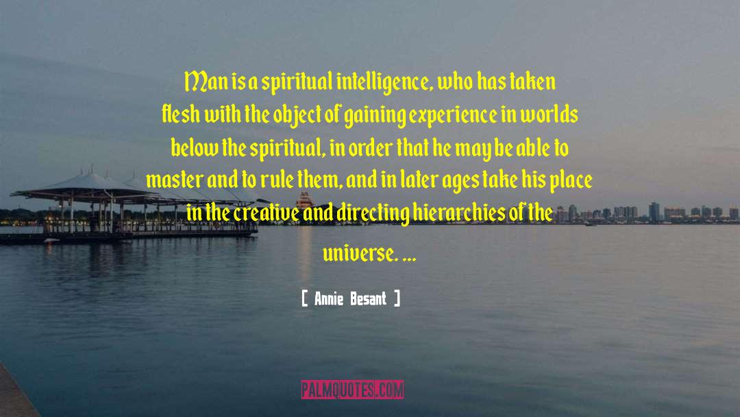 Annie Besant Quotes: Man is a spiritual intelligence,