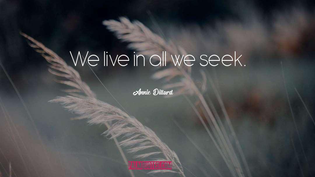 Annie Dillard Quotes: We live in all we
