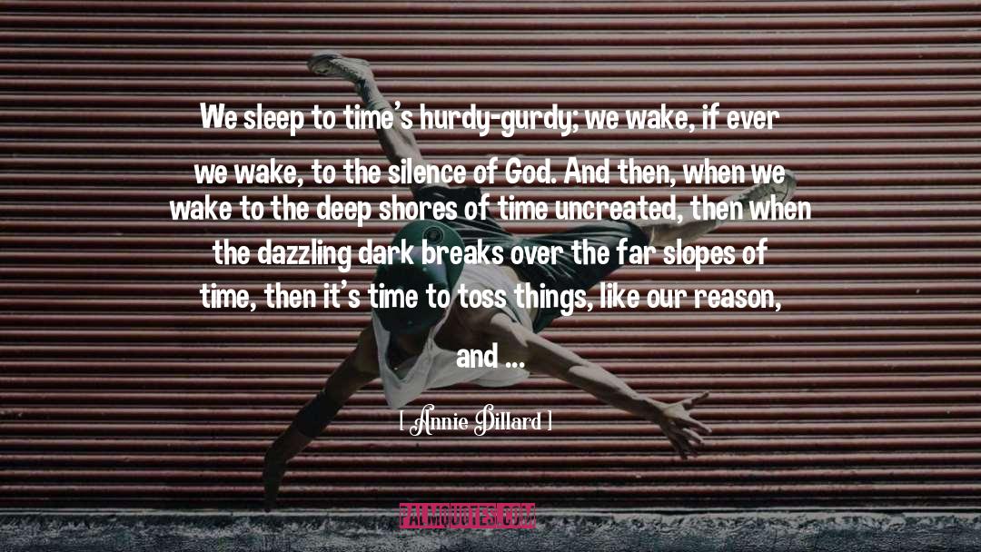 Annie Dillard Quotes: We sleep to time's hurdy-gurdy;