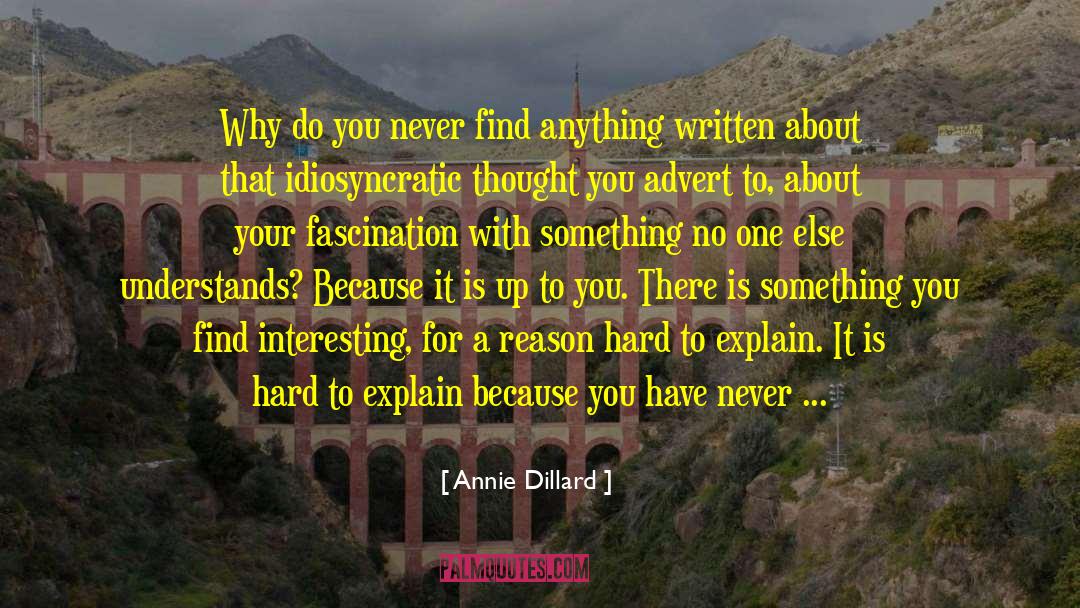 Annie Dillard Quotes: Why do you never find