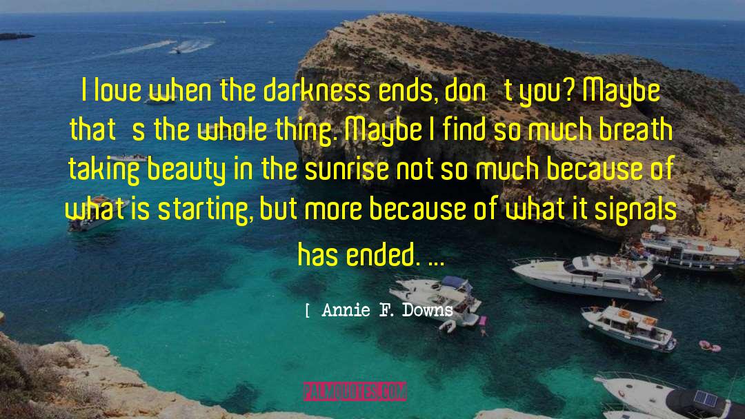 Annie F. Downs Quotes: I love when the darkness