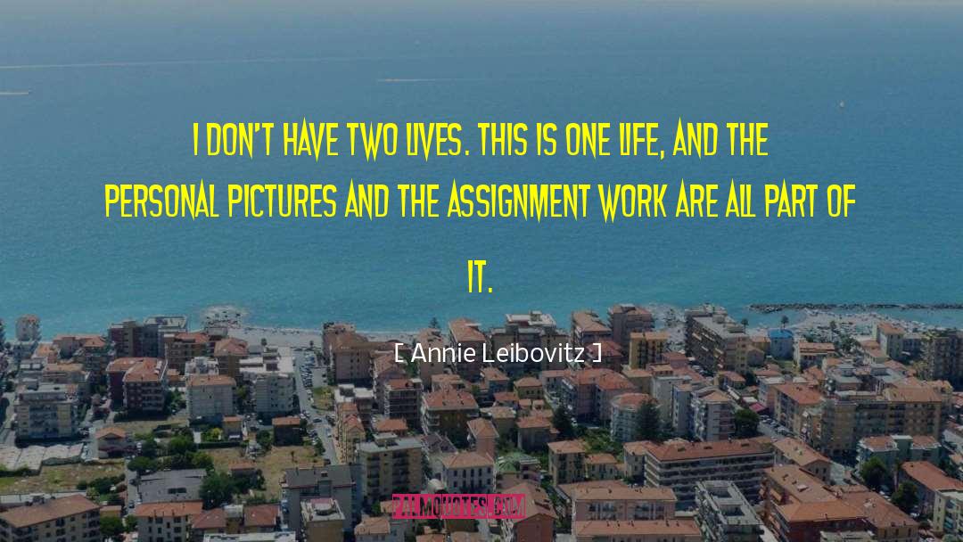 Annie Leibovitz Quotes: I don't have two lives.