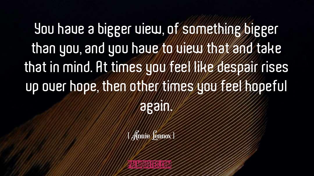 Annie Lennox Quotes: You have a bigger view,