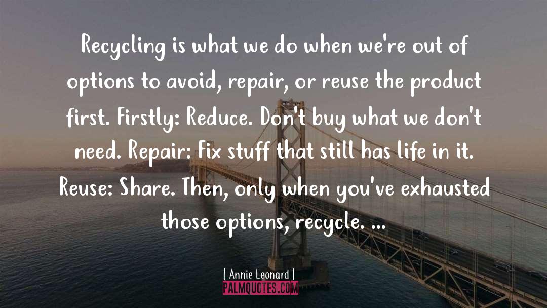 Annie Leonard Quotes: Recycling is what we do