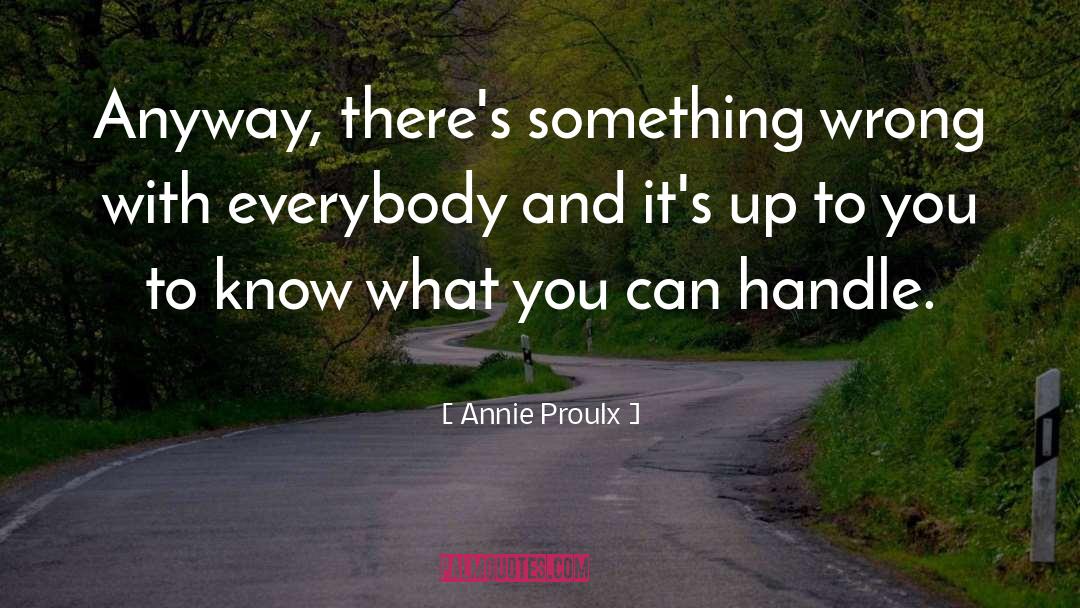 Annie Proulx Quotes: Anyway, there's something wrong with