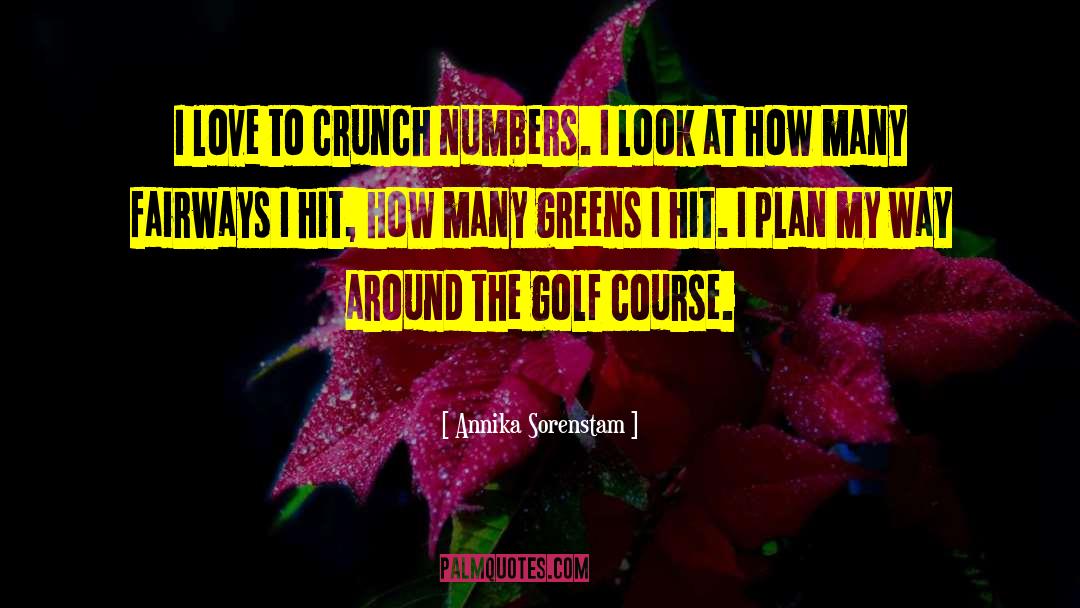 Annika Sorenstam Quotes: I love to crunch numbers.