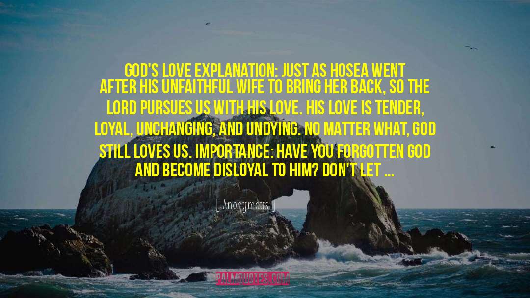 Anonymous Quotes: God's Love EXPLANATION: Just as