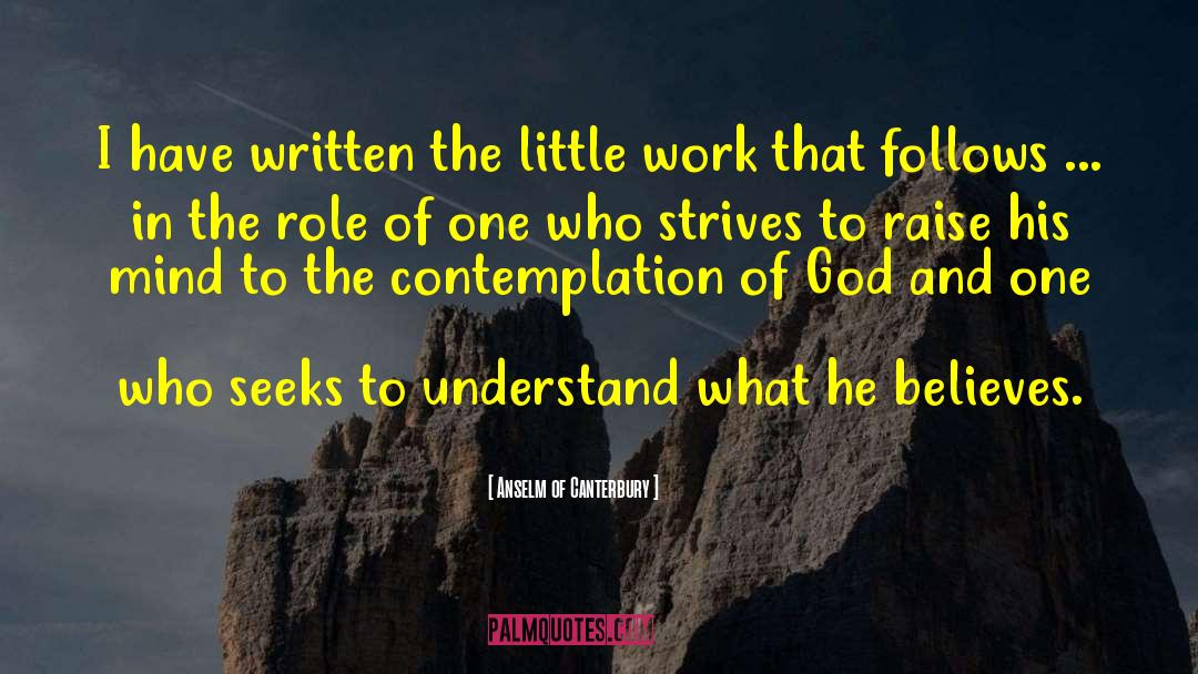 Anselm Of Canterbury Quotes: I have written the little