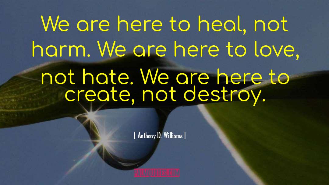 Anthony D. Williams Quotes: We are here to heal,