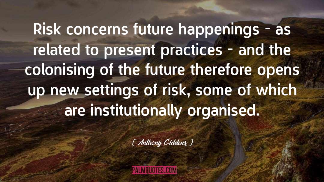 Anthony Giddens Quotes: Risk concerns future happenings -