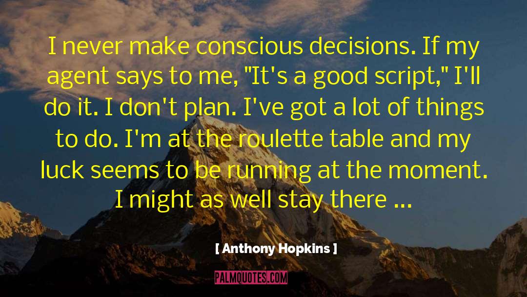 Anthony Hopkins Quotes: I never make conscious decisions.