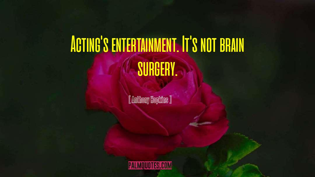 Anthony Hopkins Quotes: Acting's entertainment. It's not brain