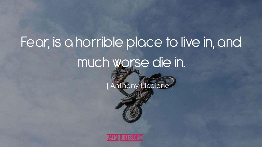 Anthony Liccione Quotes: Fear, is a horrible place
