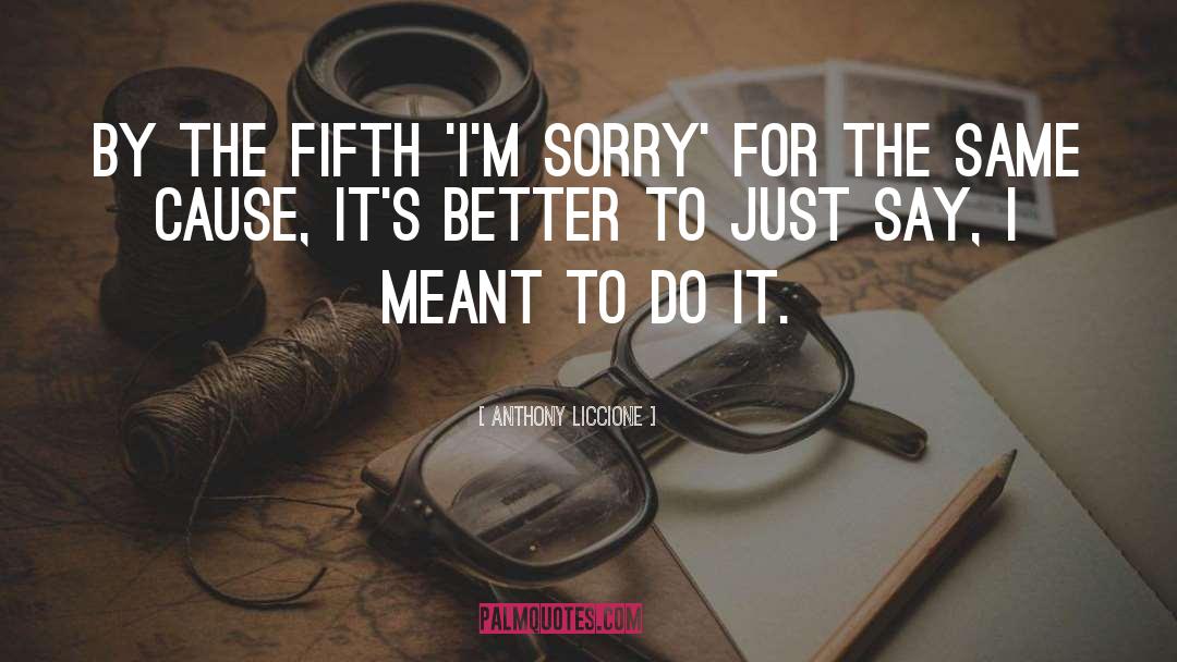 Anthony Liccione Quotes: By the fifth 'I'm sorry'