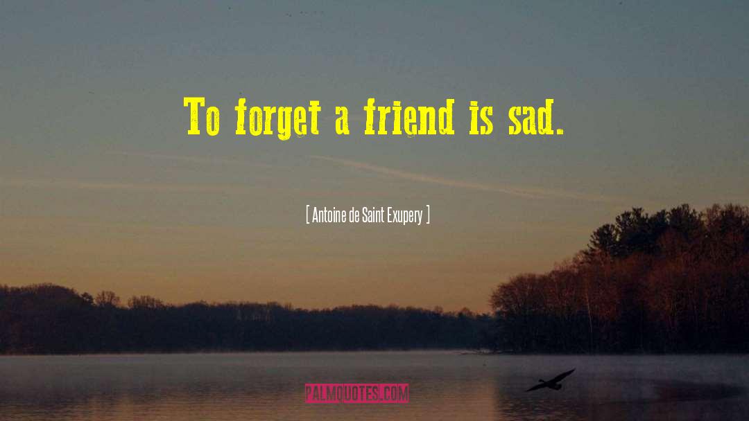 Antoine De Saint Exupery Quotes: To forget a friend is