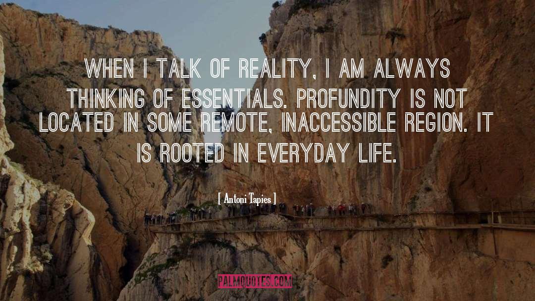 Antoni Tapies Quotes: When I talk of reality,