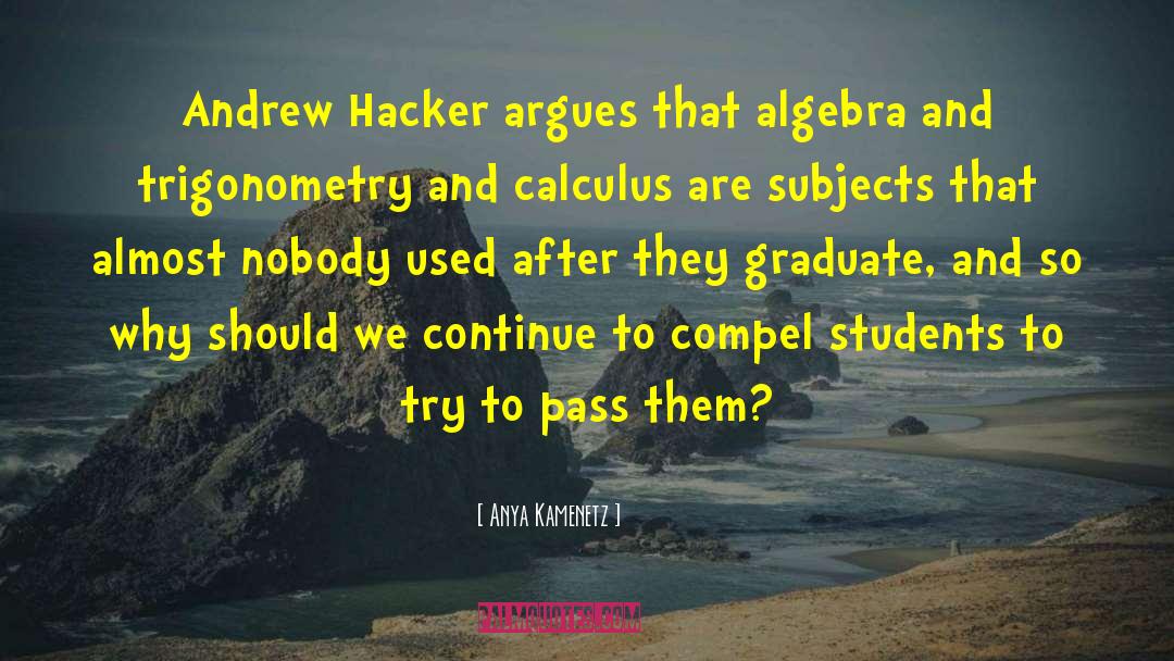 Anya Kamenetz Quotes: Andrew Hacker argues that algebra