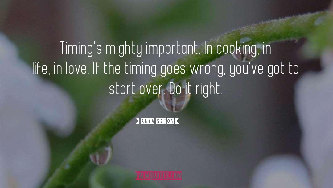 Anya Seton Quotes: Timing's mighty important. In cooking,