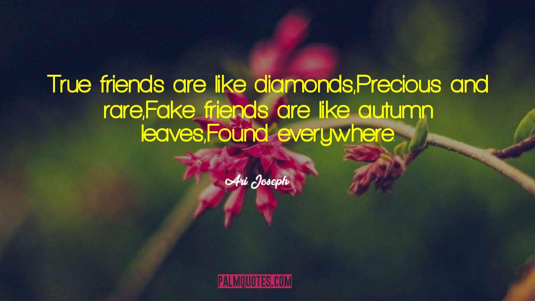 Ari Joseph Quotes: True friends are like diamonds,<br>Precious