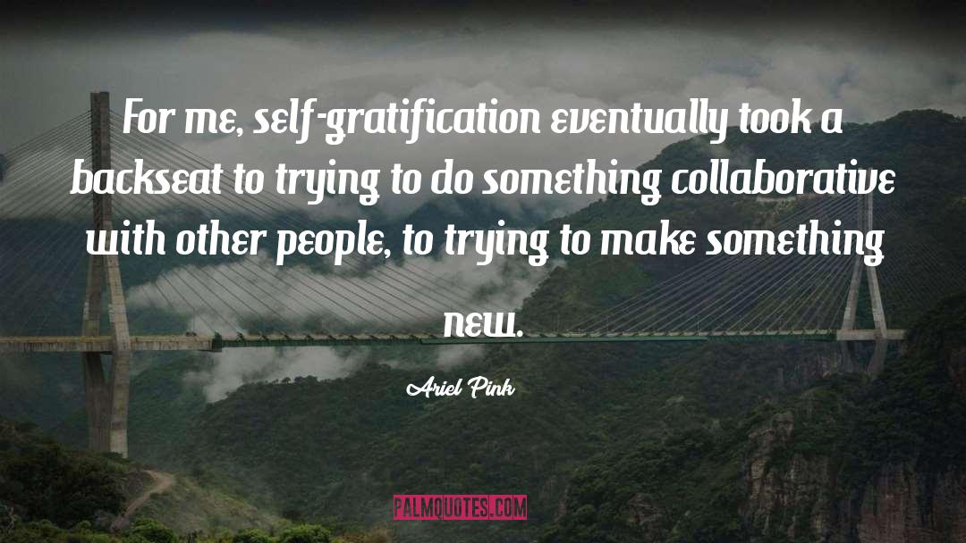 Ariel Pink Quotes: For me, self-gratification eventually took