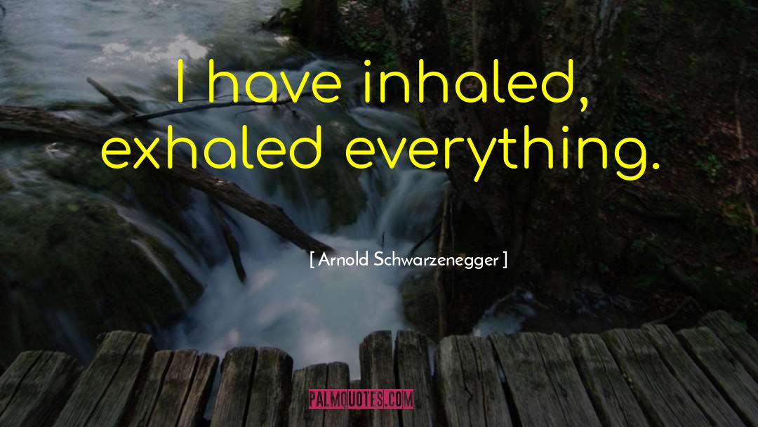 Arnold Schwarzenegger Quotes: I have inhaled, exhaled everything.