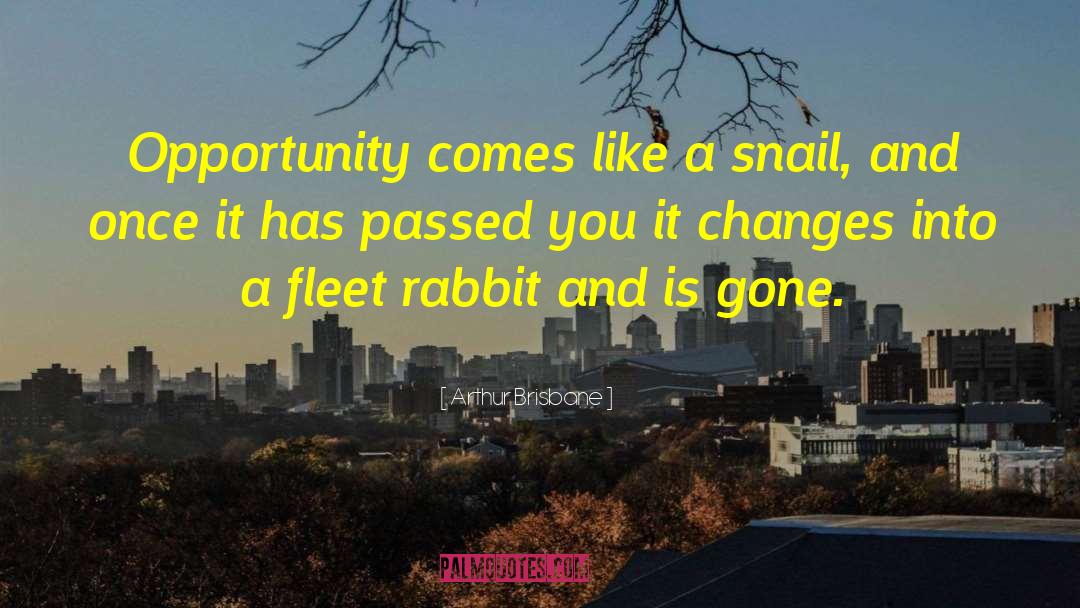 Arthur Brisbane Quotes: Opportunity comes like a snail,