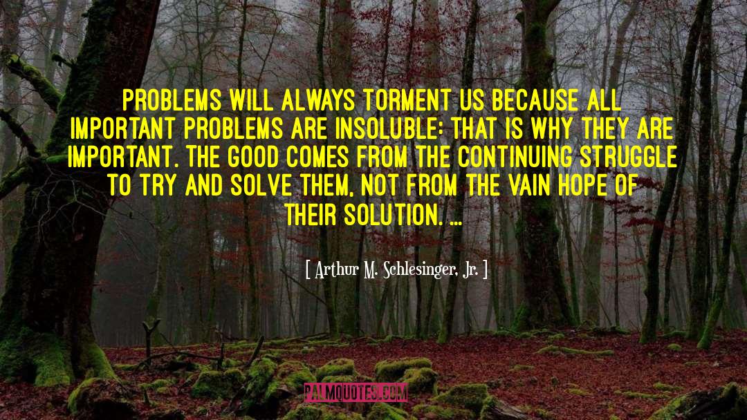 Arthur M. Schlesinger Jr. Quotes: Problems will always torment us