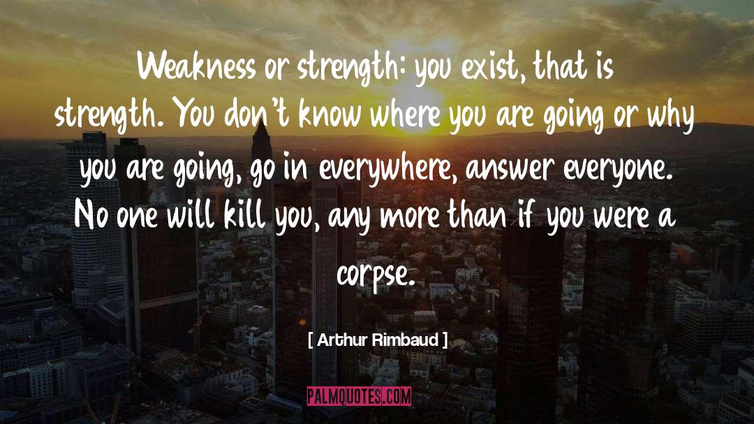 Arthur Rimbaud Quotes: Weakness or strength: you exist,