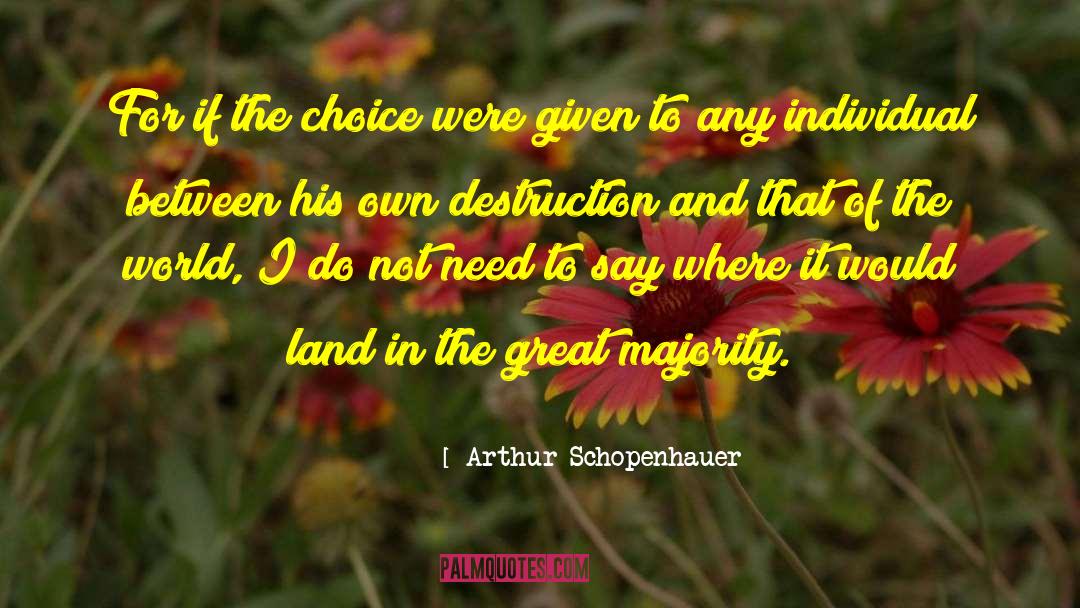 Arthur Schopenhauer Quotes: For if the choice were