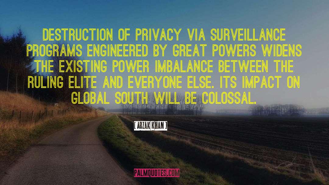 Arzak Khan Quotes: Destruction of privacy via surveillance