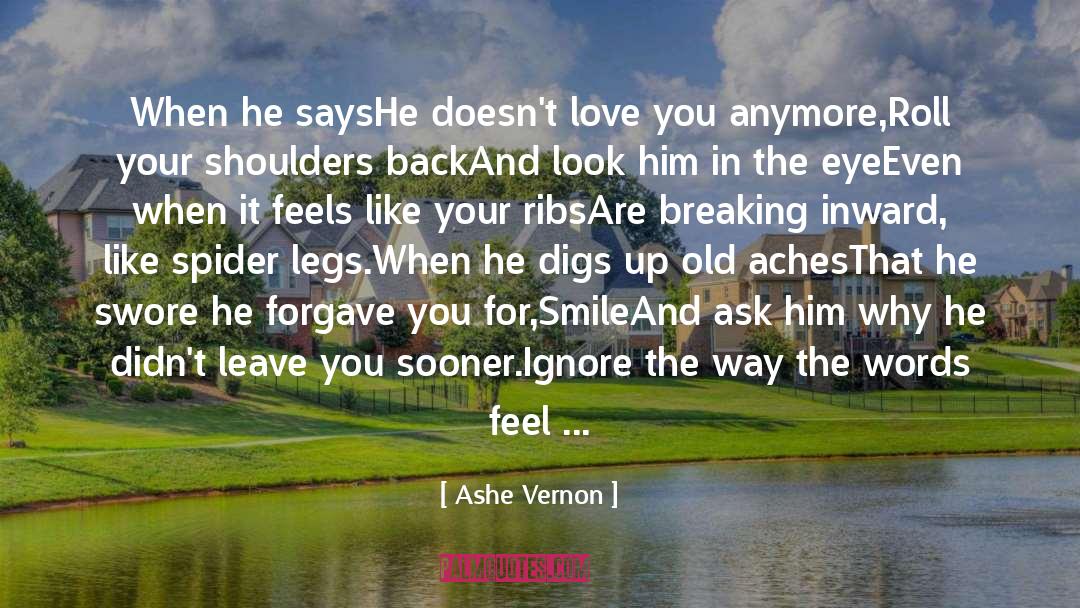 Ashe Vernon Quotes: When he says<br />He doesn't