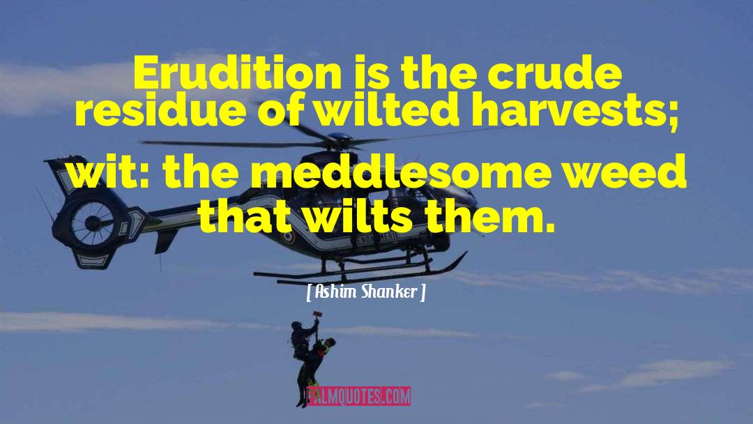 Ashim Shanker Quotes: Erudition is the crude residue