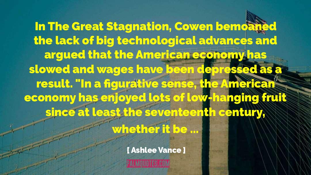 Ashlee Vance Quotes: In The Great Stagnation, Cowen