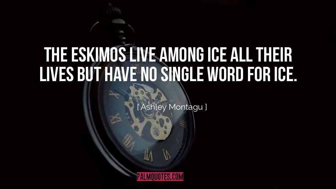 Ashley Montagu Quotes: The Eskimos live among ice