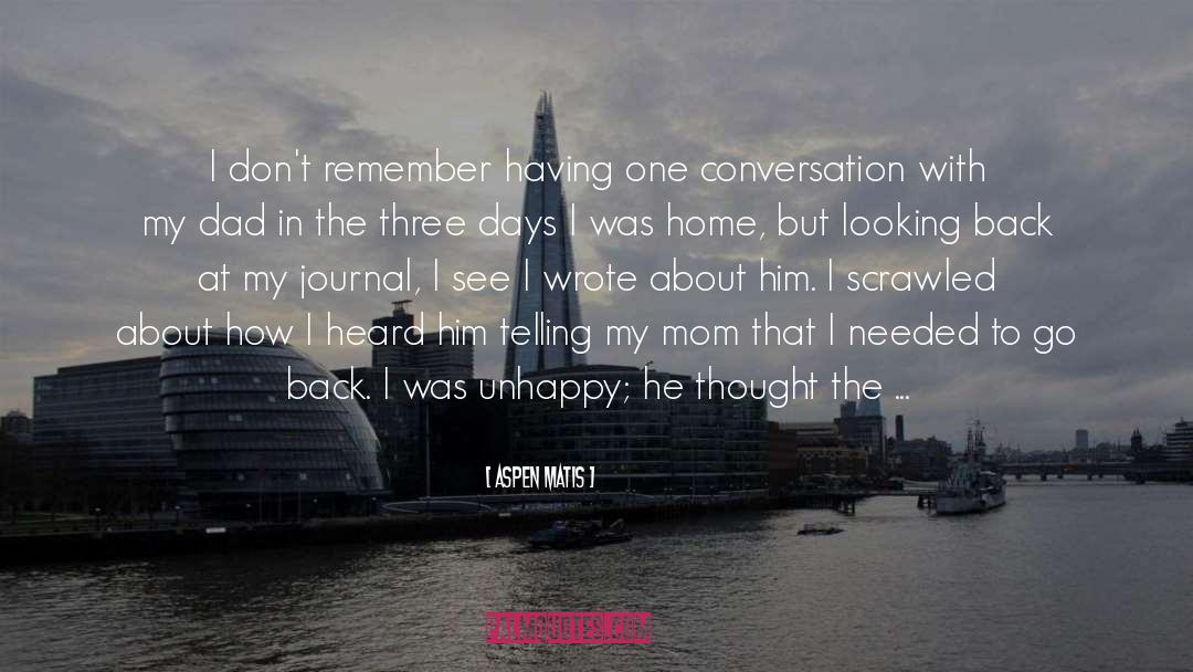 Aspen Matis Quotes: I don't remember having one