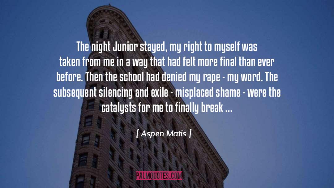 Aspen Matis Quotes: The night Junior stayed, my