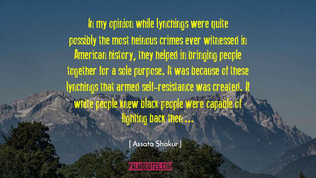 Assata Shakur Quotes: In my opinion while lynchings