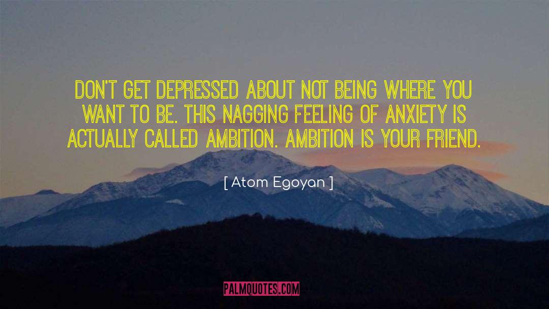 Atom Egoyan Quotes: Don't get depressed about not