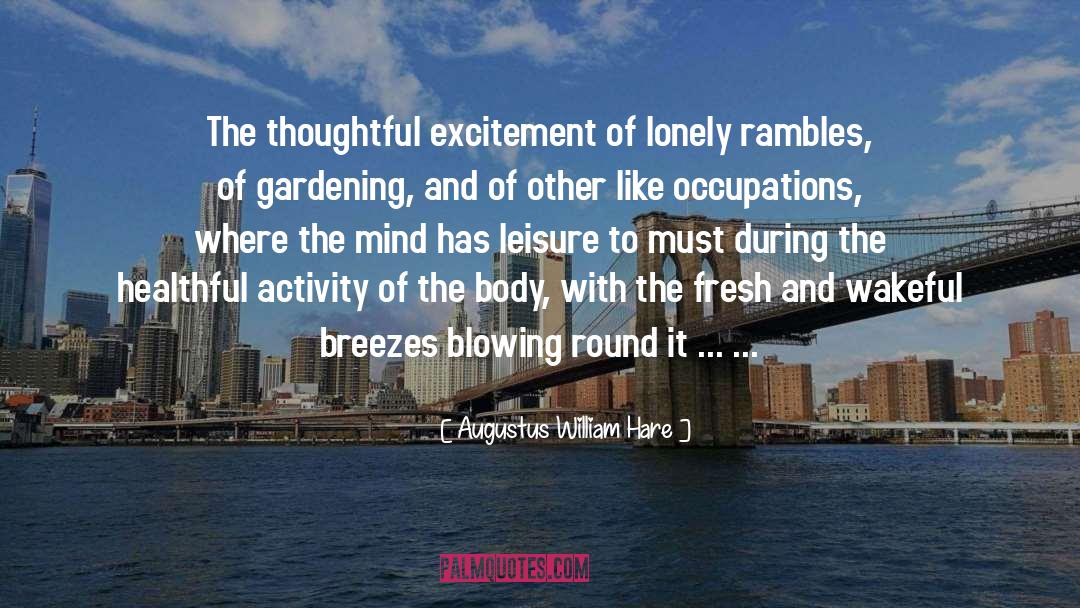 Augustus William Hare Quotes: The thoughtful excitement of lonely