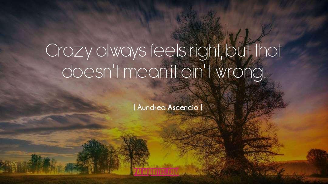 Aundrea Ascencio Quotes: Crazy always feels right, but