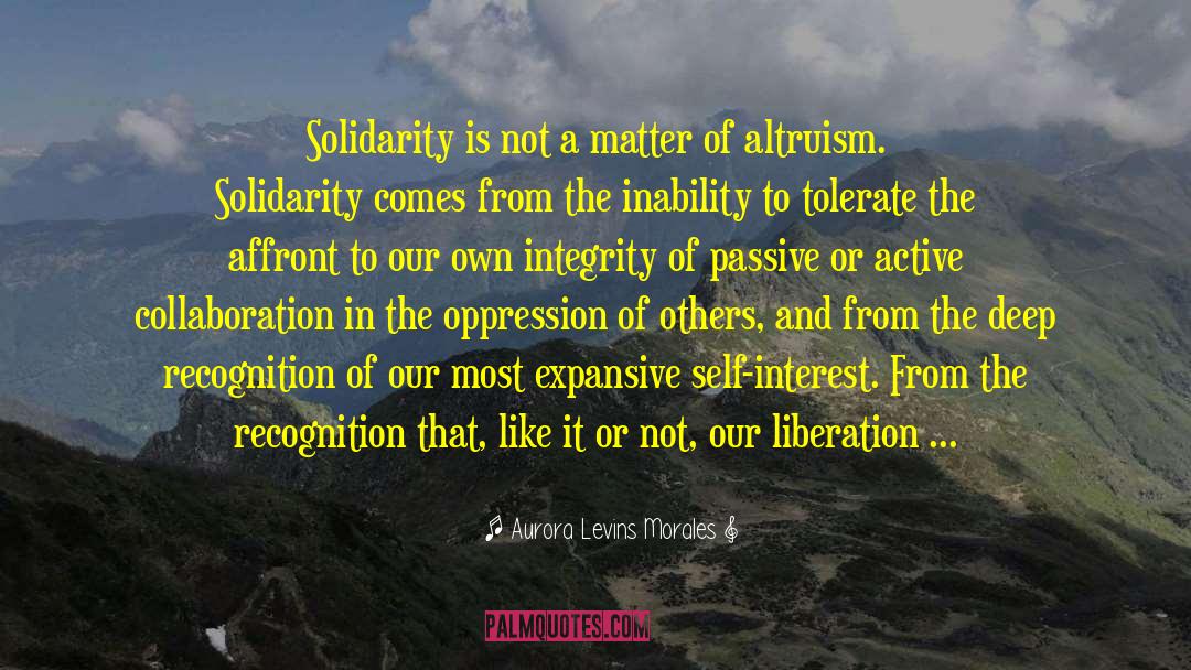 Aurora Levins Morales Quotes: Solidarity is not a matter