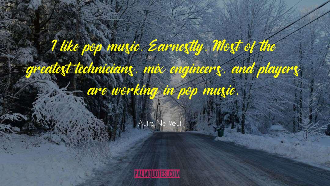 Autre Ne Veut Quotes: I like pop music. Earnestly.