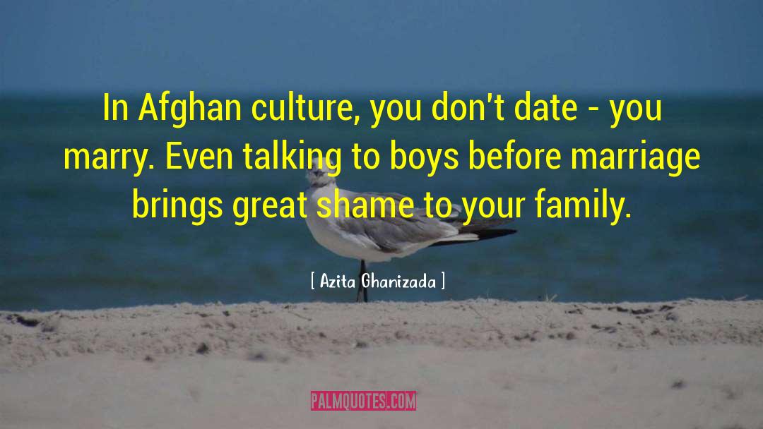 Azita Ghanizada Quotes: In Afghan culture, you don't