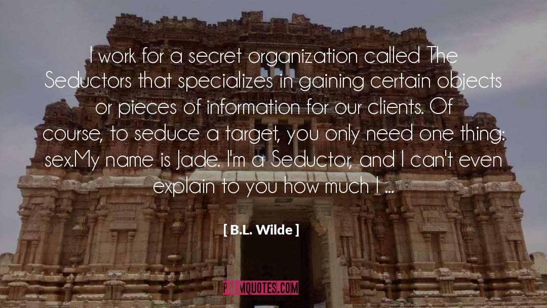 B.L. Wilde Quotes: I work for a secret