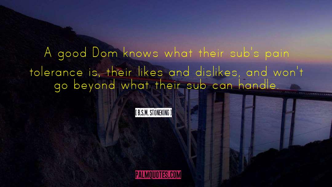 B.S.M. Stoneking Quotes: A good Dom knows what