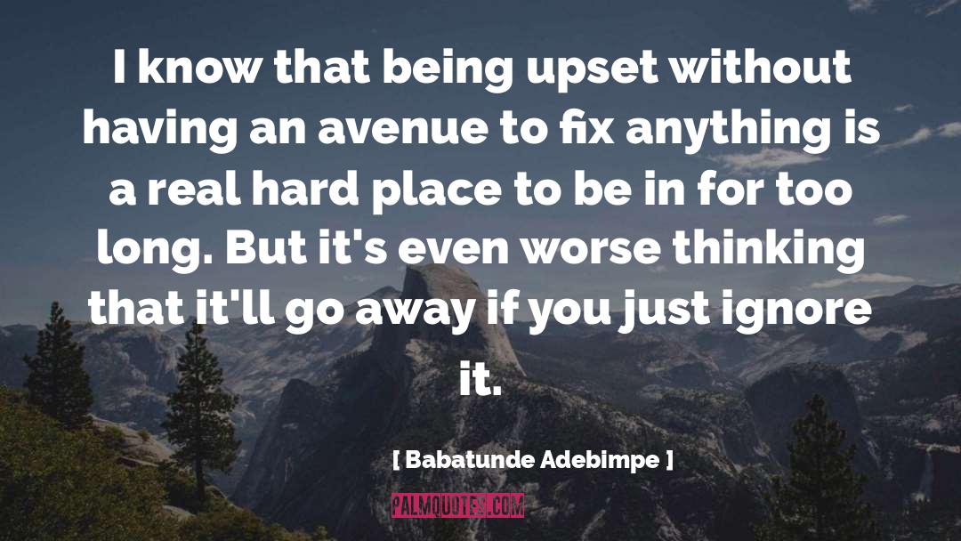 Babatunde Adebimpe Quotes: I know that being upset