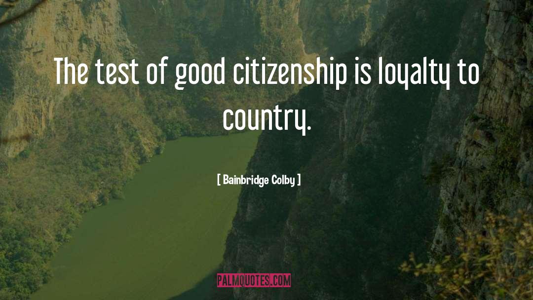 Bainbridge Colby Quotes: The test of good citizenship