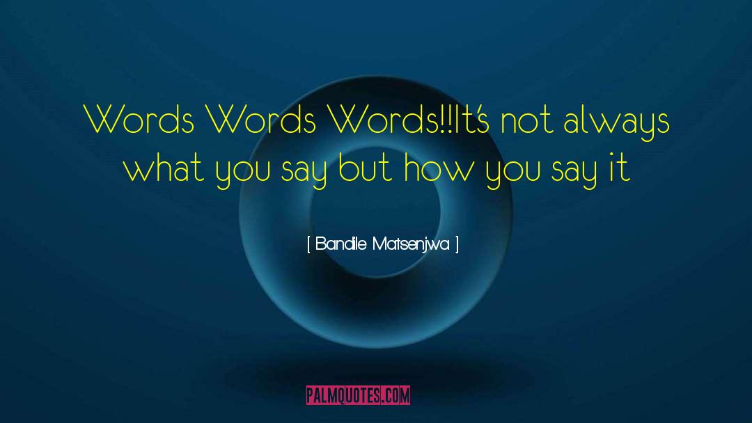 Bandile Matsenjwa Quotes: Words Words Words!!<br /><br />It's